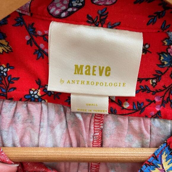 Anthropologie Maeve Blouse Floral Print Short Sleeve Size Small - Picture 7 of 9